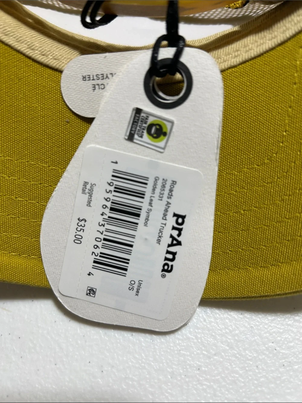 Prana Yellow Trucker Hat with Two-Tone Graphic